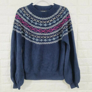 Do + Be Knitted Pullover Sweater Aztec Print SZ M